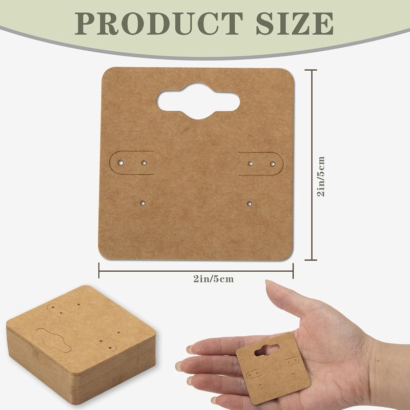 fuceury 300Pcs Earring Cards, 2x2 Inch Earring Display Holder Kraft Paper Earrings Tags with 6 Holes, Hanging Jewelry Display Cards for Selling,Jewelry,DIY Crafts, Retail - Image 2